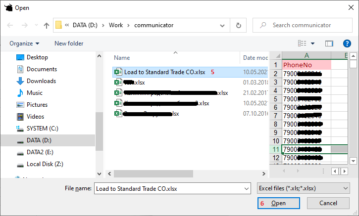 Loading a pool of numbers from an Excel file